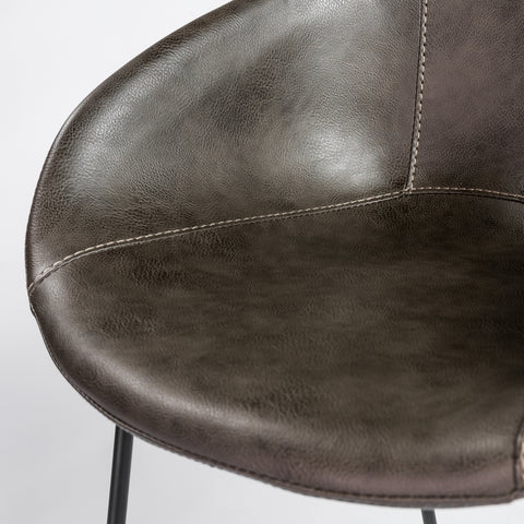Charcoal Gray Leatherette / Set of 2 Dining Armchairs