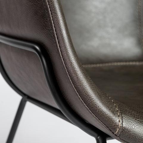 Charcoal Gray Leatherette / Set of 2 Dining Armchairs