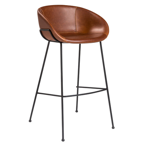 Saddle Brown Leatherette / Set of 2 Bar Stools