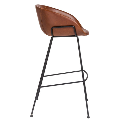 Saddle Brown Leatherette / Set of 2 Bar Stools