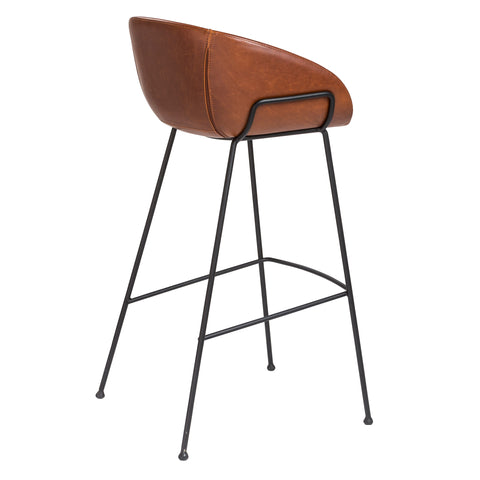 Saddle Brown Leatherette / Set of 2 Bar Stools