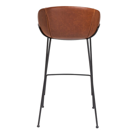 Saddle Brown Leatherette / Set of 2 Bar Stools