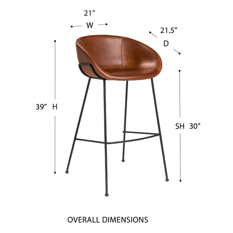 Saddle Brown Leatherette / Set of 2 Bar Stools
