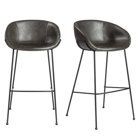Charcoal Gray Leatherette / Set of 2 Bar Stools