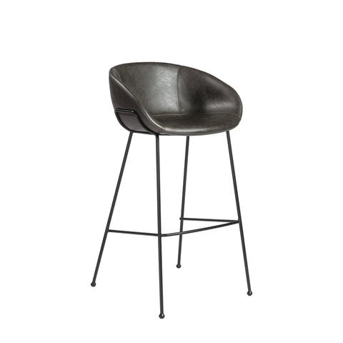 Charcoal Gray Leatherette / Set of 2 Bar Stools