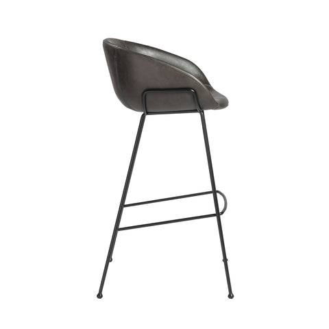 Charcoal Gray Leatherette / Set of 2 Bar Stools