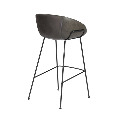 Charcoal Gray Leatherette / Set of 2 Bar Stools