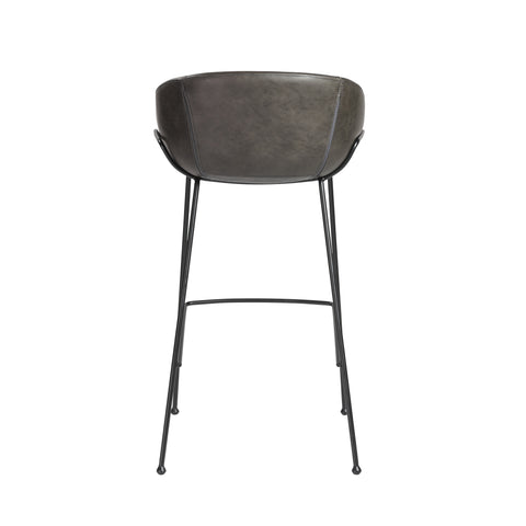 Charcoal Gray Leatherette / Set of 2 Bar Stools