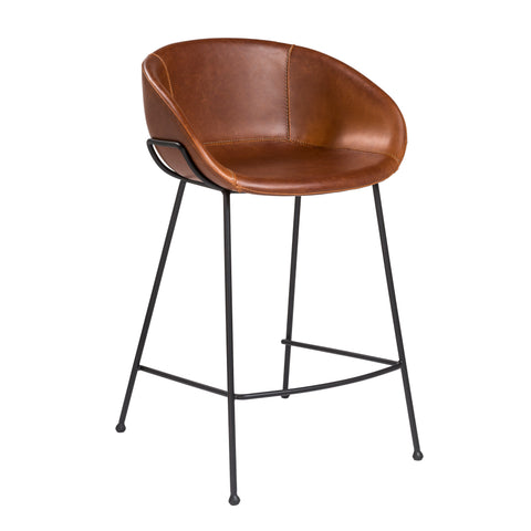 Saddle Brown Leatherette / Set of 2 Counter Stools