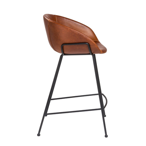 Saddle Brown Leatherette / Set of 2 Counter Stools