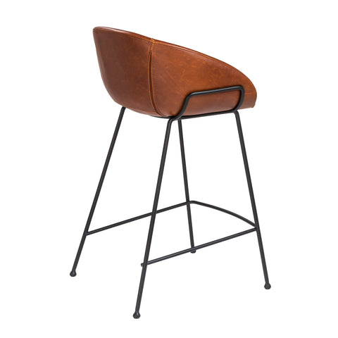 Saddle Brown Leatherette / Set of 2 Counter Stools