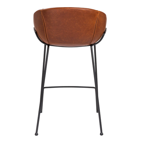 Saddle Brown Leatherette / Set of 2 Counter Stools