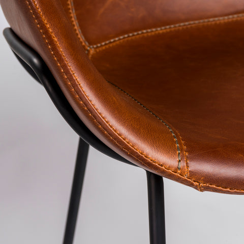 Saddle Brown Leatherette / Set of 2 Counter Stools