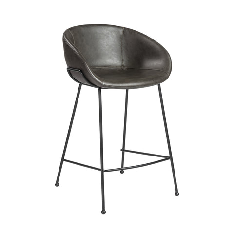 Charcoal Gray Leatherette / Set of 2 Counter Stools