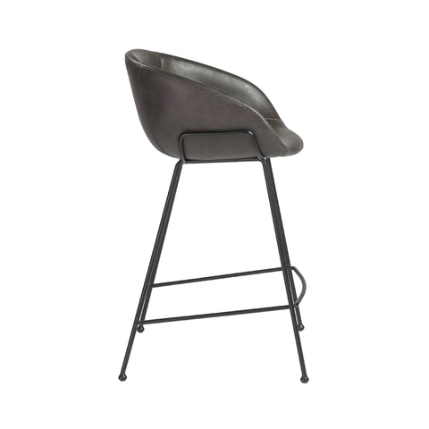 Charcoal Gray Leatherette / Set of 2 Counter Stools