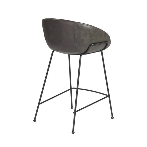 Charcoal Gray Leatherette / Set of 2 Counter Stools