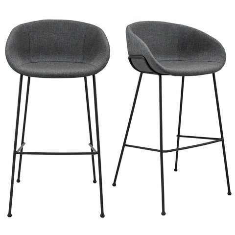 Gray-Blue Fabric / Set of 2 Bar Stools