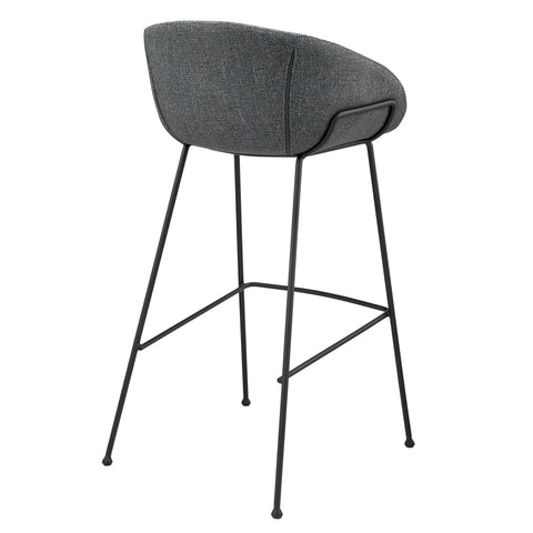 Gray-Blue Fabric / Set of 2 Bar Stools