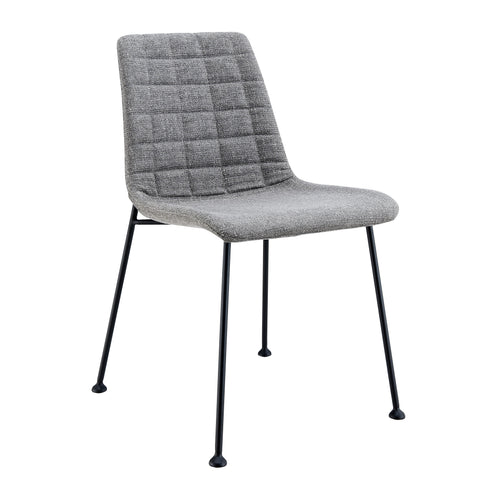 Eurostyle Elma Quilted Fabric Dining Chairs with Steel Legs, Set of 2, Gray