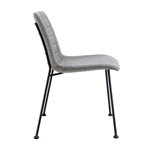 Eurostyle Elma Quilted Fabric Dining Chairs with Steel Legs, Set of 2, Gray