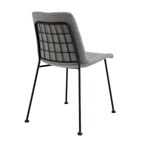 Eurostyle Elma Quilted Fabric Dining Chairs with Steel Legs, Set of 2, Gray