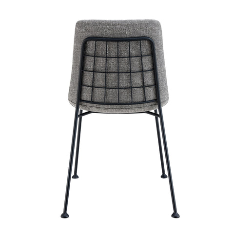 Eurostyle Elma Quilted Fabric Dining Chairs with Steel Legs, Set of 2, Gray