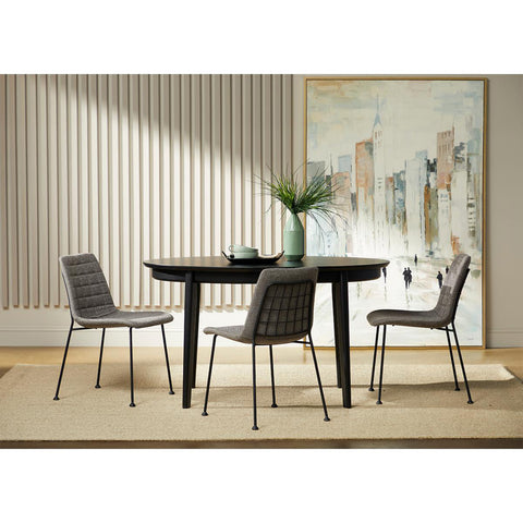 Eurostyle Elma Quilted Fabric Dining Chairs with Steel Legs, Set of 2, Gray