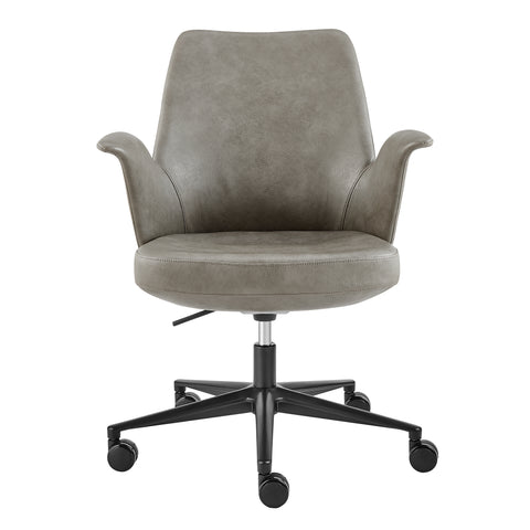 Eurostyle Lise Leatherette Office Chair with Flared Arms and Gas Lift, Gray