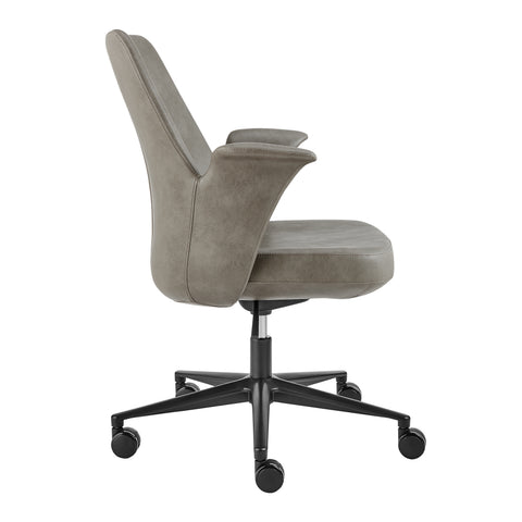 Eurostyle Lise Leatherette Office Chair with Flared Arms and Gas Lift, Gray