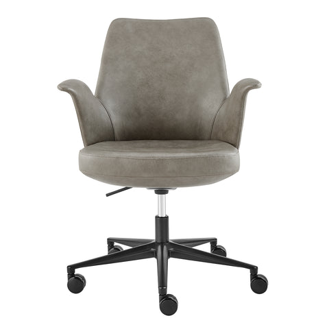 Eurostyle Lise Leatherette Office Chair with Flared Arms and Gas Lift, Gray