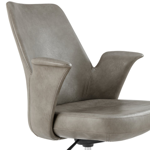 Eurostyle Lise Leatherette Office Chair with Flared Arms and Gas Lift, Gray