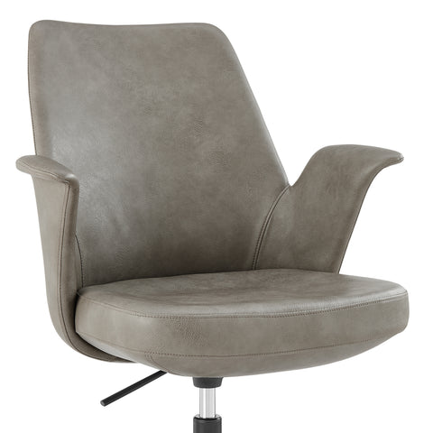 Eurostyle Lise Leatherette Office Chair with Flared Arms and Gas Lift, Gray
