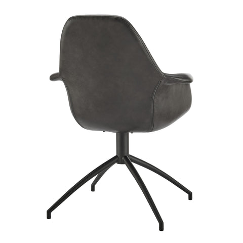 Eurostyle Ralph Leatherette Swivel Armchair with Steel Base, Charcoal Gray