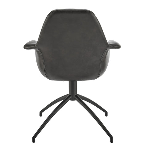 Eurostyle Ralph Leatherette Swivel Armchair with Steel Base, Charcoal Gray