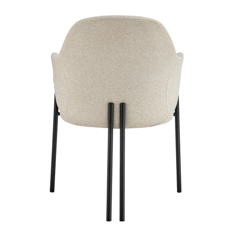 Euro Style Mette Curved Fabric Armchair with Three-Leg Steel Base, Beige
