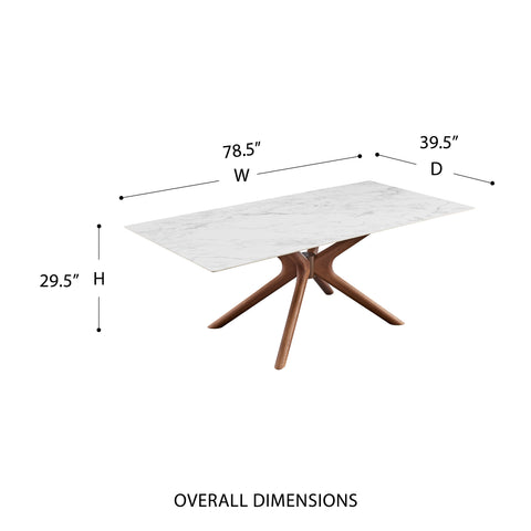 Eurostyle Maurice 79 Inch Ceramic Dining Table for 8 with Walnut Ash Base