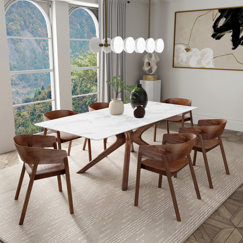 Eurostyle Maurice 79 Inch Ceramic Dining Table for 8 with Walnut Ash Base