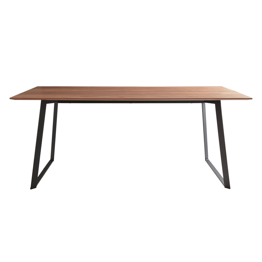 Eurostyle Anderson 71 Inch Dining Table for 6, Walnut with Black Steel Base