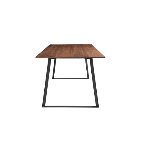 Eurostyle Anderson 71 Inch Dining Table for 6, Walnut with Black Steel Base