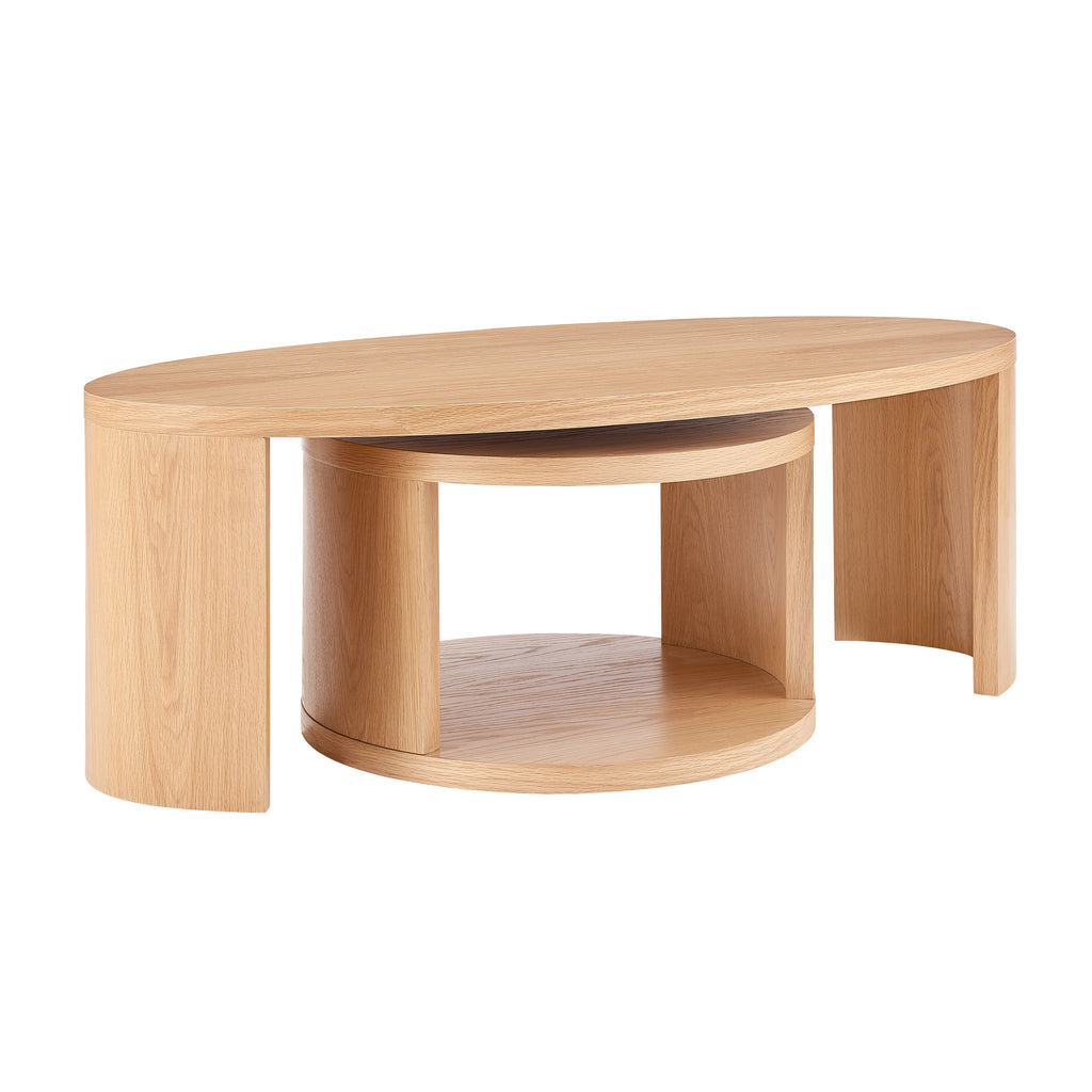 Eurostyle Svea 47 Inch Nesting Coffee Tables, Set of 2, Natural Oak Veneer