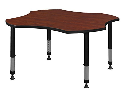 48" Clover Shaped Height Adjustable Classroom Table- Mocha Walnut