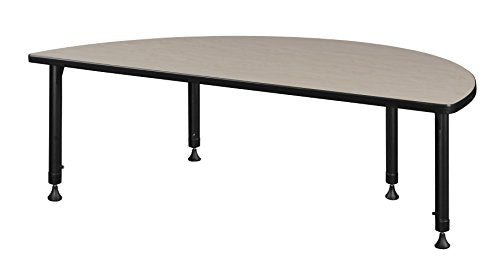 60" x 30" Half Round Height Adjustable Classroom Table- Maple