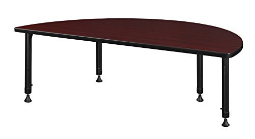 60" x 30" Half Round Height Adjustable Classroom Table- Mahogany
