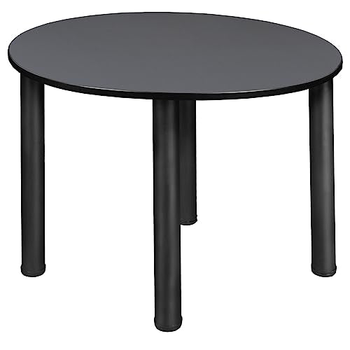 Regency Kee 36 in. Round Slim Breakroom Table Table - Grey Top, Black Legs