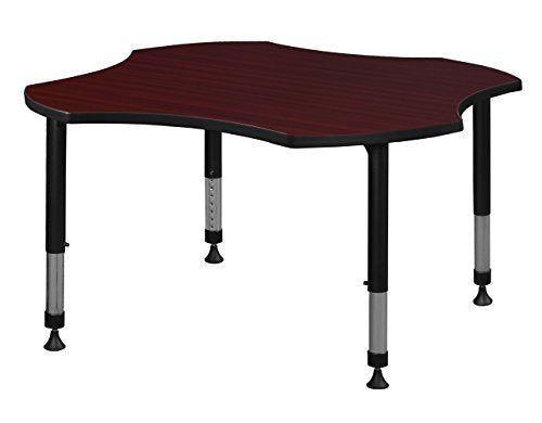 48" Clover Shaped Height Adjustable Classroom Table- Mahogany