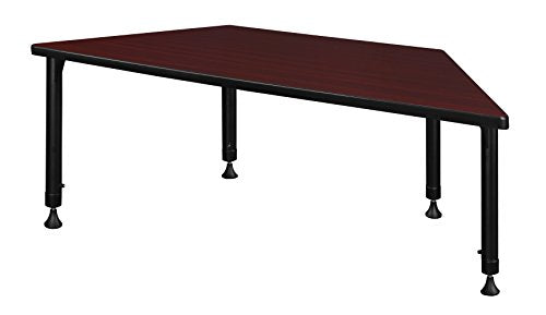 72" x 30" Trapezoid Height Adjustable Classroom Table- Mahogany