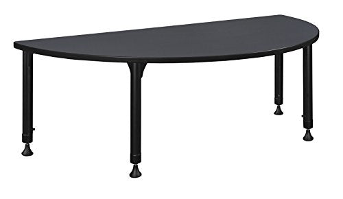 60" x 30" Half Round Height Adjustable Classroom Table- Grey