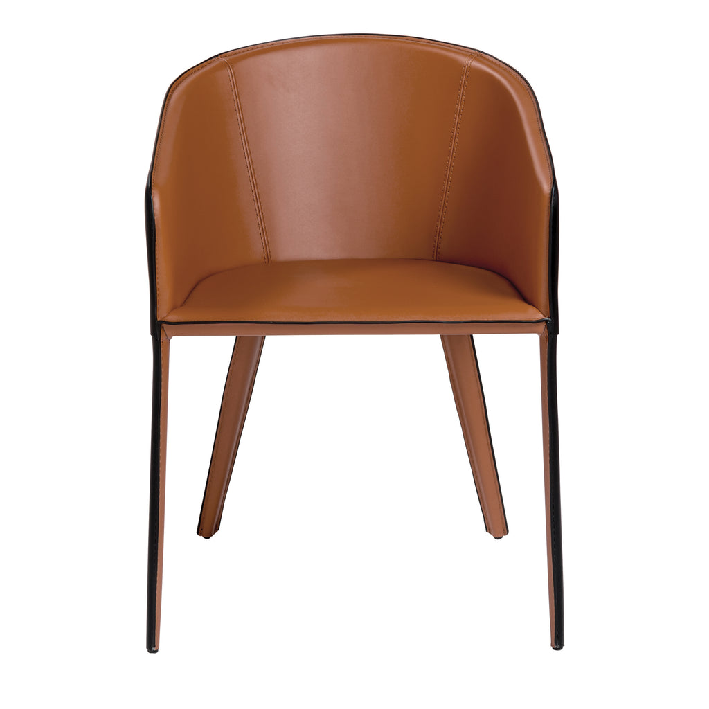 Eurostyle Pallas Regenerated Leather Armchair, Steel Frame, Dark Caramel