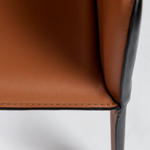 Eurostyle Pallas Regenerated Leather Armchair, Steel Frame, Dark Caramel