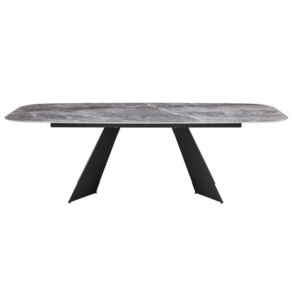 Euro Style Lizarte 94 Inch Ceramic Top Dining Table for 8, Matte Dark Gray